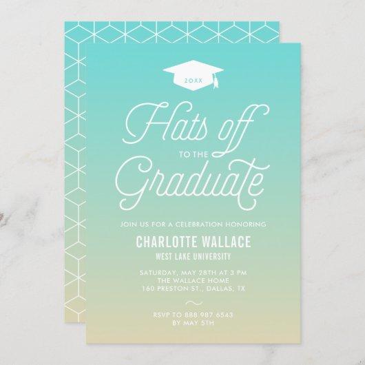 Beach Ombre Hats off to the Graduate Graduation Invitation