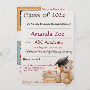 Beary cute graduation invitation