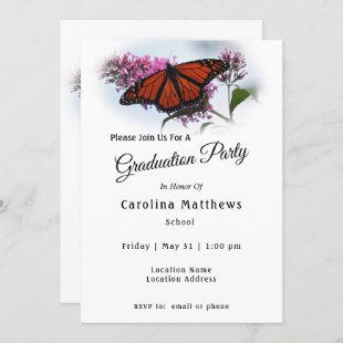 Beautiful Monarch Butterfly Photo Graduation Invitation
