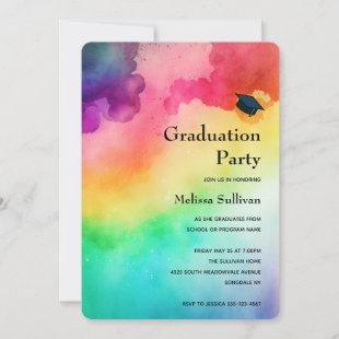 Beautiful Rainbow Colors Abstract Graduation Invitation