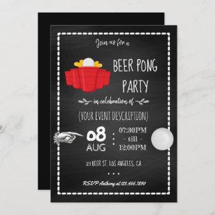 Beer Pong Party Celebration Chalkboard Invitation