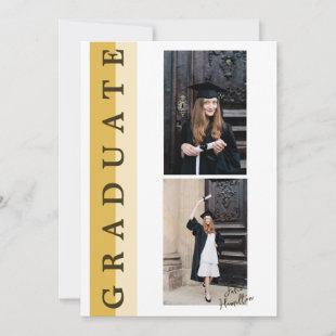 Beige Gold Linear Graduation Announcement Card