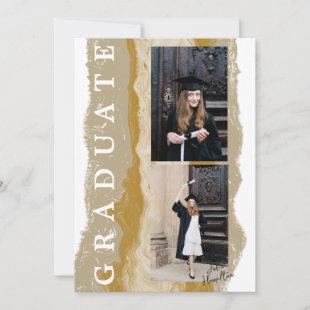 Beige Gold Marble Graduation Announcement Card
