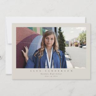 Beige Simple Modern Single Photo Graduation Announcement
