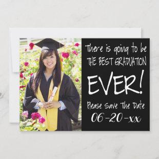 Best Graduation Save The Date  Photo Modern Black