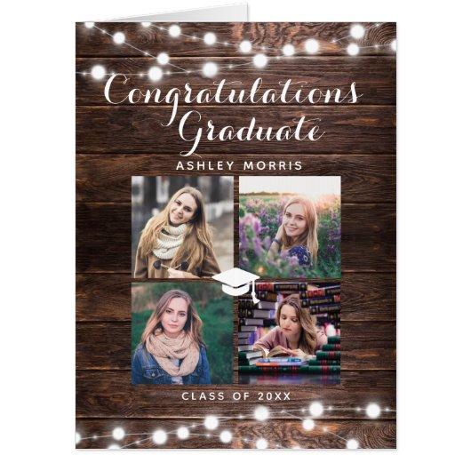 Big Rustic Congratulations Graduate Photo Collage Card