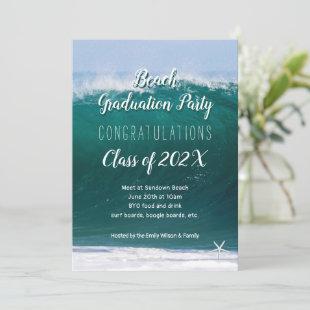 Big Wave Beach Graduation Party Class Invitation