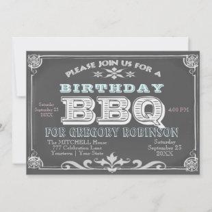 Birthday Chalkboard BBQ Invitations