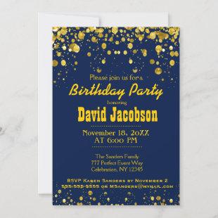 Birthday Party | Blue and Gold Invitation