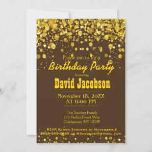 Birthday Party | Brown and Gold Invitation