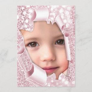 Birthday Party Sweet 5th 1th Sweet Pink Glitter Invitation