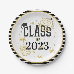 Black and Gold 2021 Graduation Celebration Party I Paper Plates