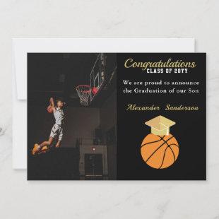 Black and Gold Basketball graduation Announcement