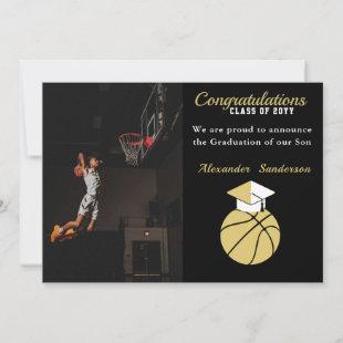 Black and Gold Basketball graduation Announcement