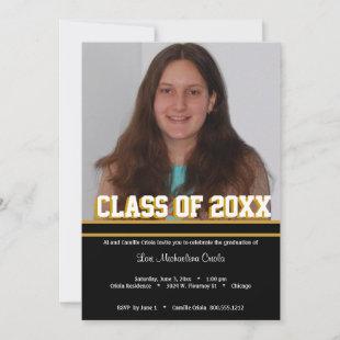 Black and Gold Class Of Graduation Party  Invite