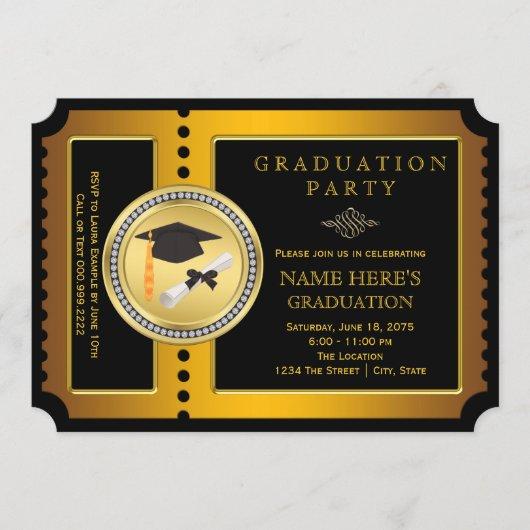 Black and Gold College Graduation Invitation