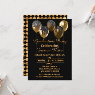 BLACK AND GOLD ELEGANT GRADUATION INVITATION