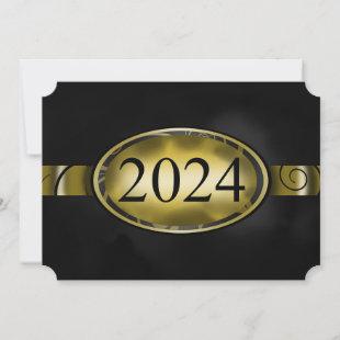 Black and Gold Floral Button 2024 Card