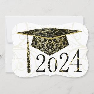 Black and Gold Floral Cap 2024 Card