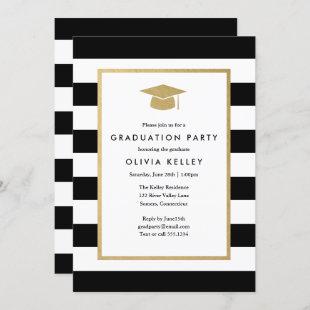 Black and Gold Frame Graduation Party Invitation