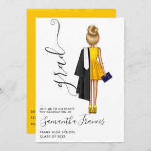 Black and Gold Girl Graduation Party Invitation