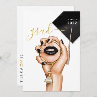 Black and Gold Glam Chic Graduation Invitation