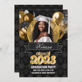 Black and Gold Graduation Party Invitation