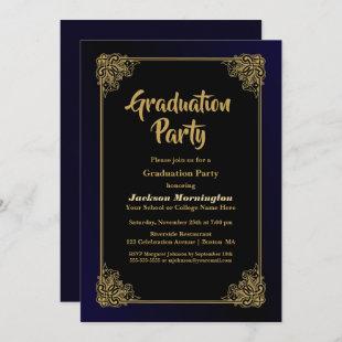 Black and Gold Graduation Party Invitation