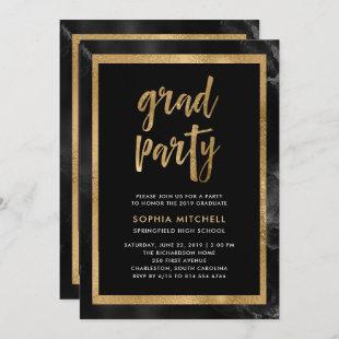 Black and Gold | Graduation Party Photo Invitation