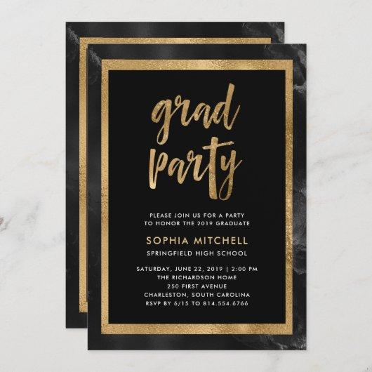 Black and Gold | Graduation Party Photo Invitation