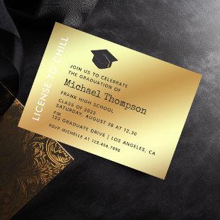 Black and Gold Graduation Party VIP Pass Invitation