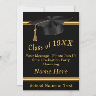 Black and Gold Personalized Graduation Invitations
