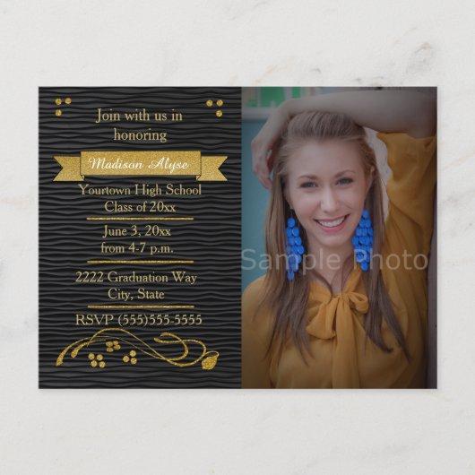 Black and Gold Photo Graduation Party Card