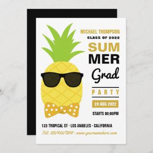 Black and Gold Pineapple Summer Grad Party Invitat Invitation