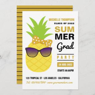 Black and Gold Pineapple Summer Grad Party Invitat Invitation