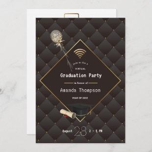 Black and Gold Virtual Graduation Party Photo Invitation