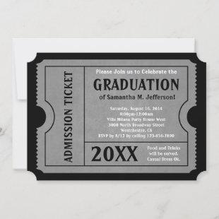 Black and Gray Graduation Ticket Invitation