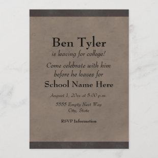 Black and Gray Leaving For College Party Invite