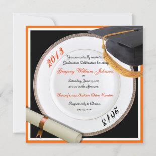 Black and Orange Graduation Party Invitations