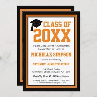 Black and Orange Photo Graduation Party Invitation