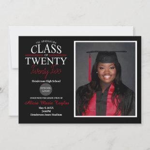 Black and Red Graduation Invitation with Photo