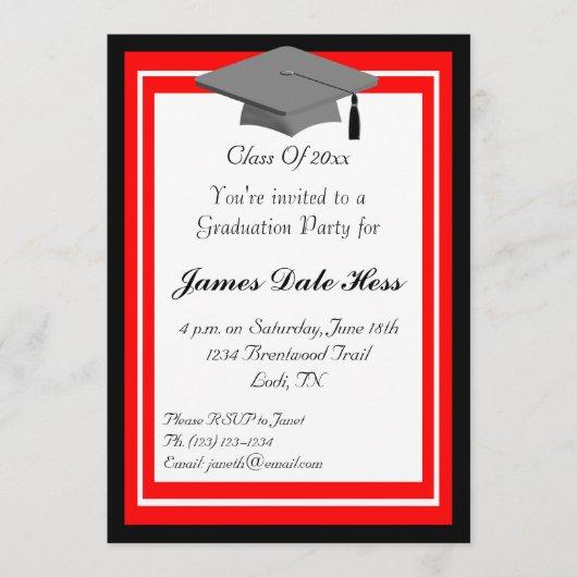 Black And Red Graduation Party Invitation