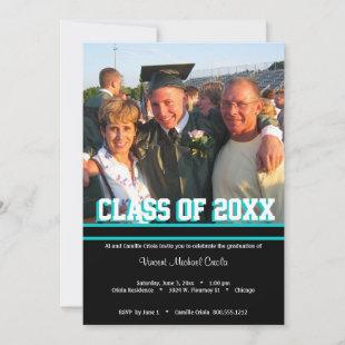 Black and Teal Class Of Graduation Party Invite