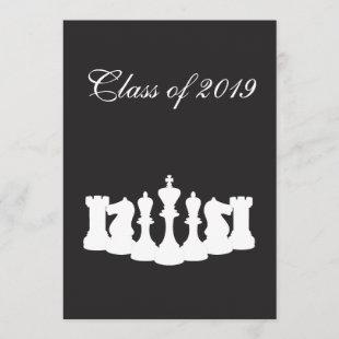 Black and White Chess Graduation Party Invitation