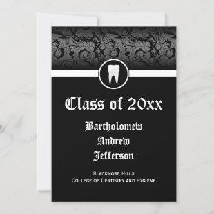 Black and White Dental School Graduation 5x7 Invitation