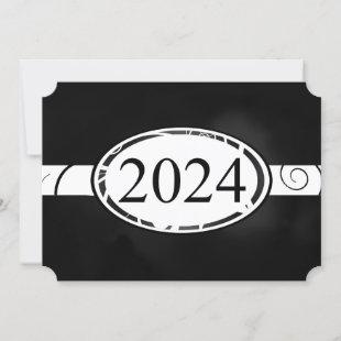 Black and White Floral Button 2024 Card