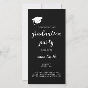 Black and White Graduation Party Invitation
