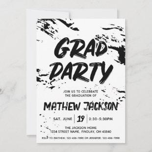 Black and White Graduation Party Open House Invitation