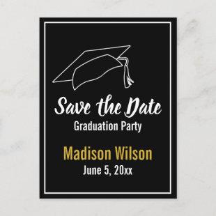 Black and White Graduation Party Save the Date Announcement Postcard
