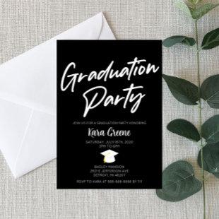 Black and White Minimal Graduation Party Invitation